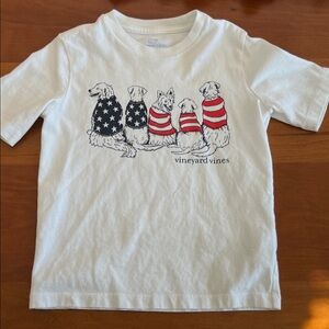 Vineyard Vines Kids' White Tee with Star and Stripe Dogs